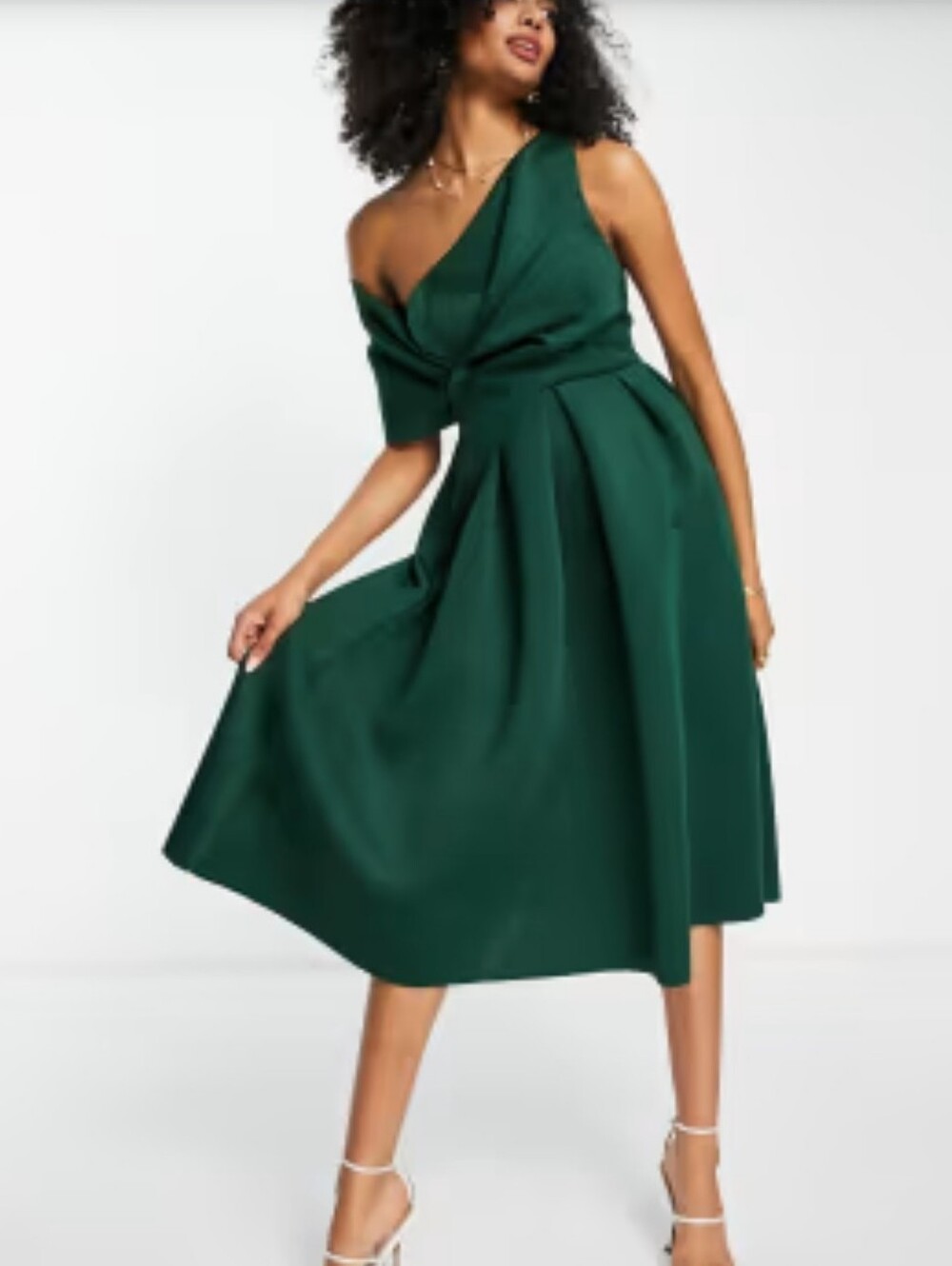 ASOS Design NWT Bare Shoulder Prom Midi Dress Green